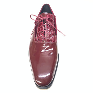 Mauri 4993/2 Ruby Red Crocodile/Velvet/Patent Leather Dress Shoes - Dudes Boutique