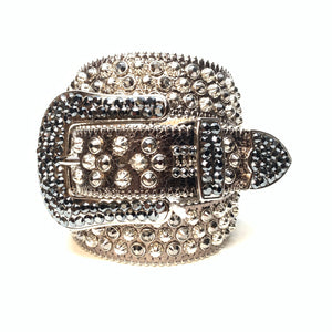 b.b. Simon 'Chrome Silver' Studded Crystal Belt - Dudes Boutique