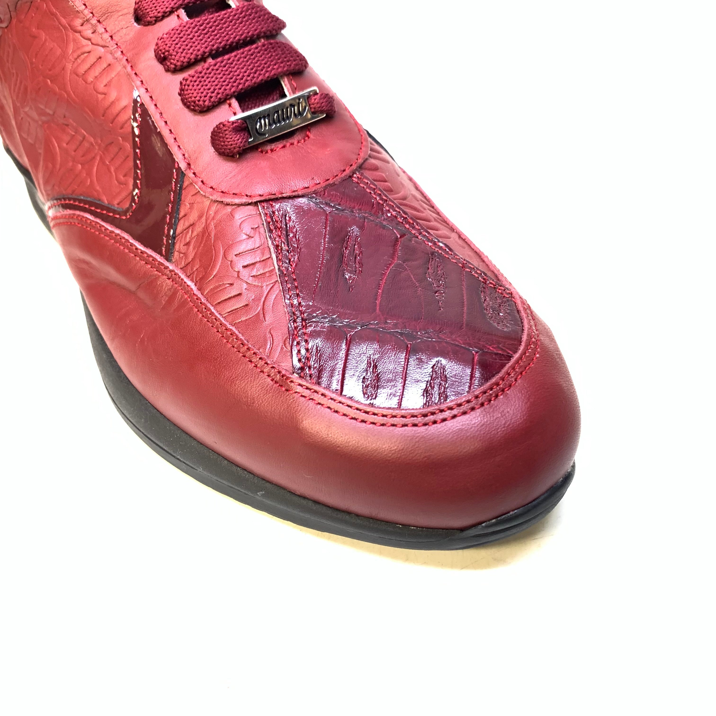 Mauri M770 Wine Burgundy Crocodile Sneakers - Dudes Boutique