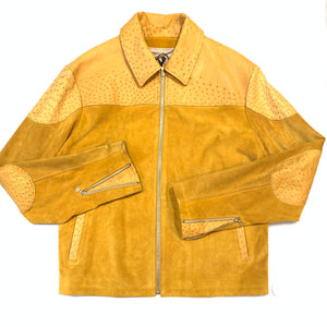 Kashani Men's Canary Yellow Suede/Ostrich Quill Jacket - Dudes Boutique