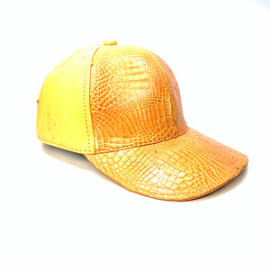 Kashani Orange Alligator & Ostrich Quill StrapBack Hat - Dudes Boutique