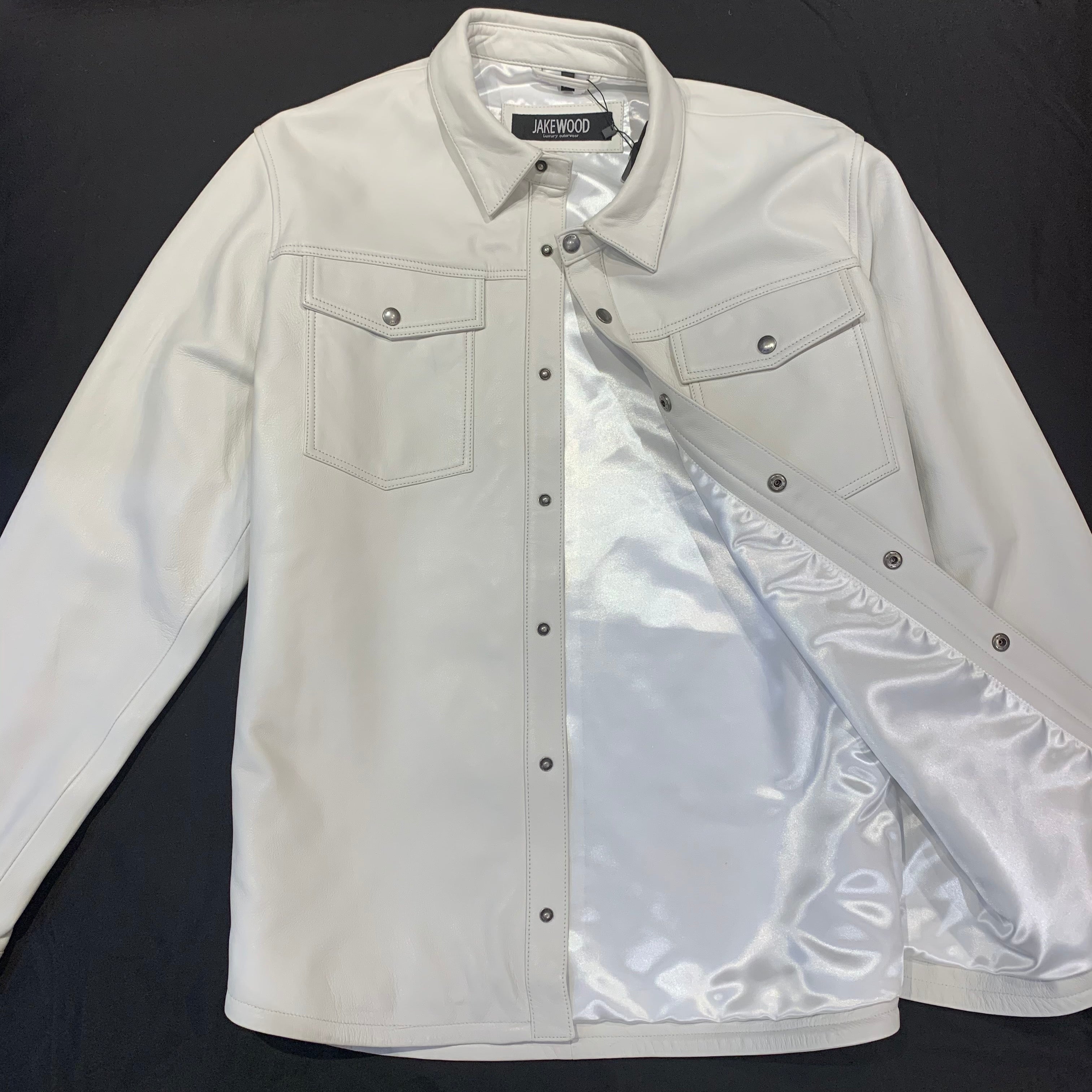 Kashani Men's White Lambskin Button-Up Shirt - Dudes Boutique