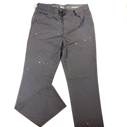Barocco Men's Black Plaid  Sparkle Crystal Dress Pants - Dudes Boutique