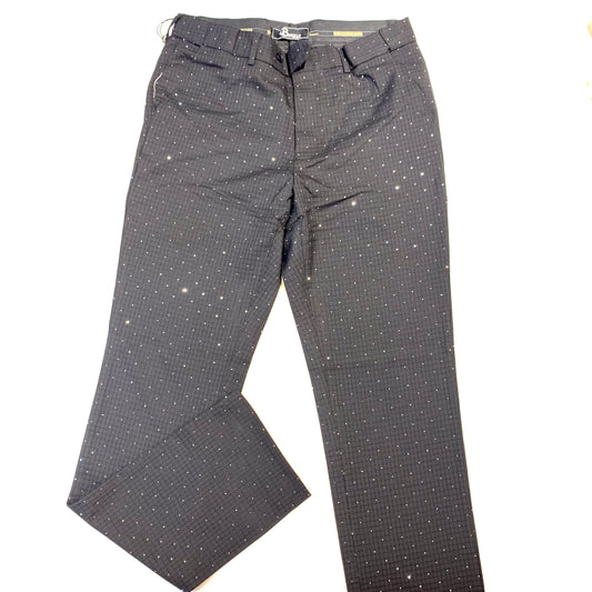 Barocco Men's Black Plaid  Sparkle Crystal Dress Pants - Dudes Boutique