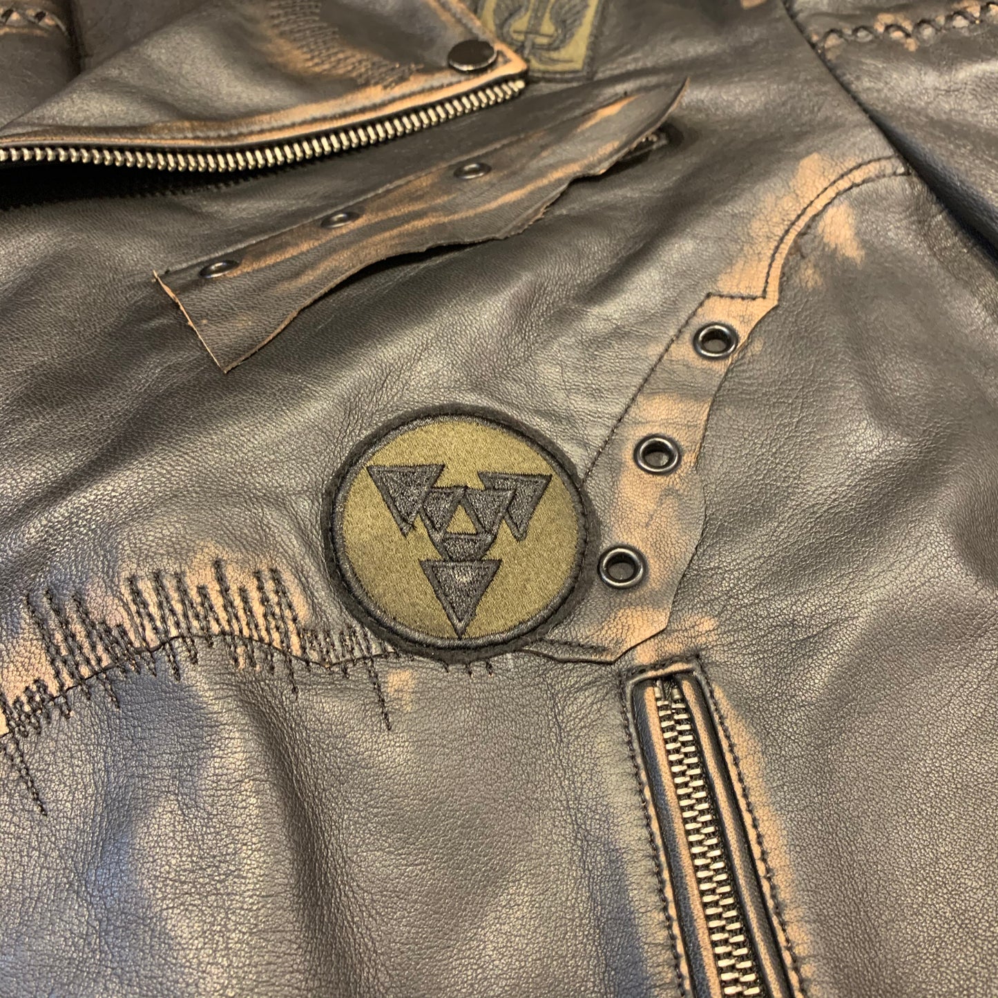 Barya NewYork Caution Patched Lambskin Biker Jacket - Dudes Boutique