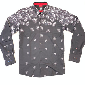 BENZINY Men's Black Paisley Rose Button Shirts - Dudes Boutique