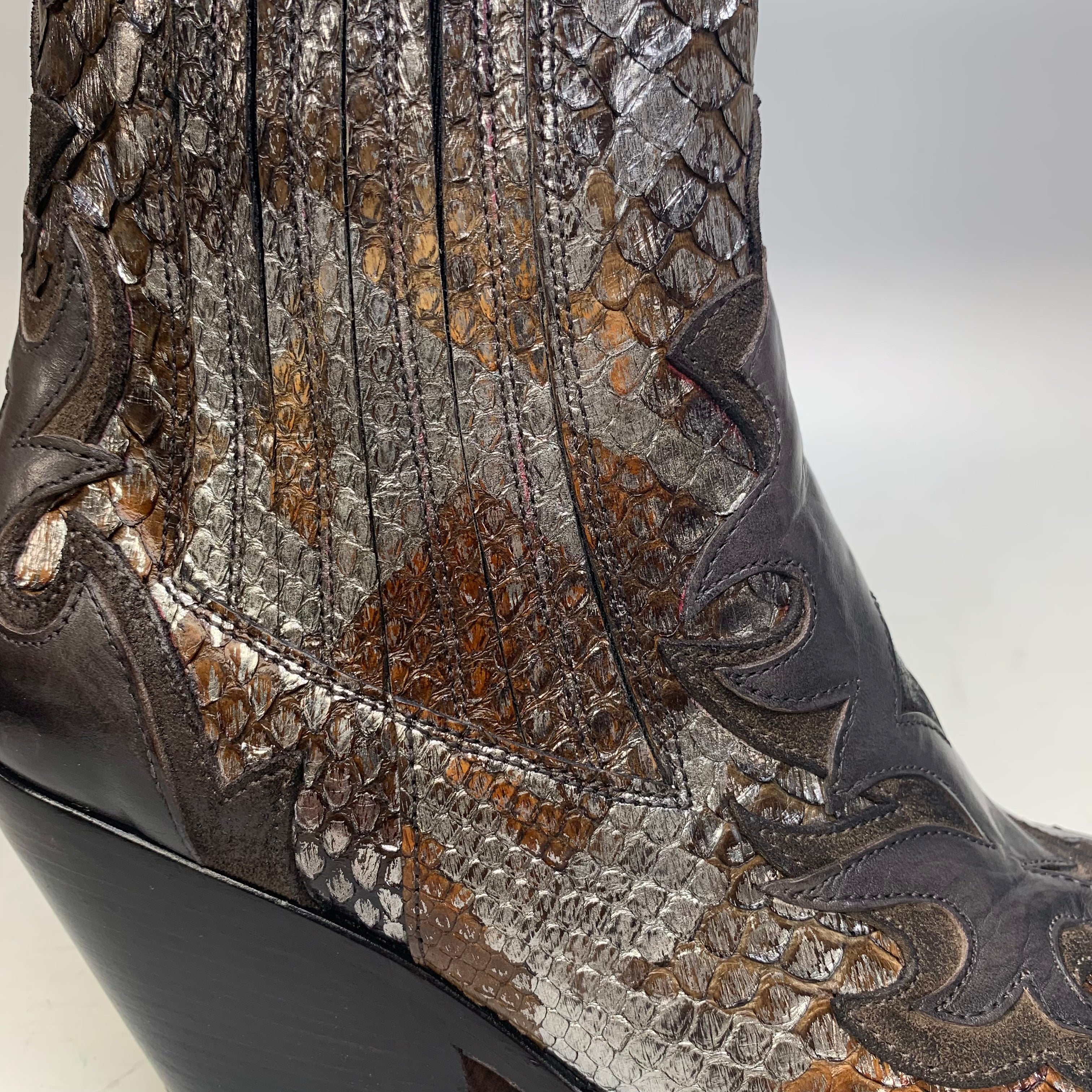 Jo Ghost Ladies Chrome Python Ankle Boots - Dudes Boutique