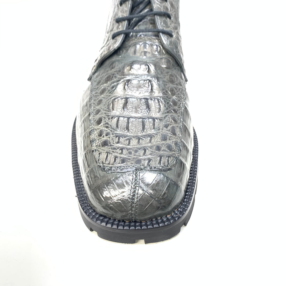 Los Altos Gray Horn-back Crocodile Ankle Boots - Dudes Boutique