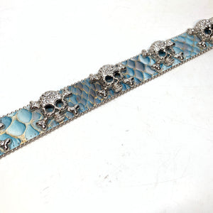 b.b. Simon 'Sky Pirarucu Skull' Crystal Belt - Dudes Boutique