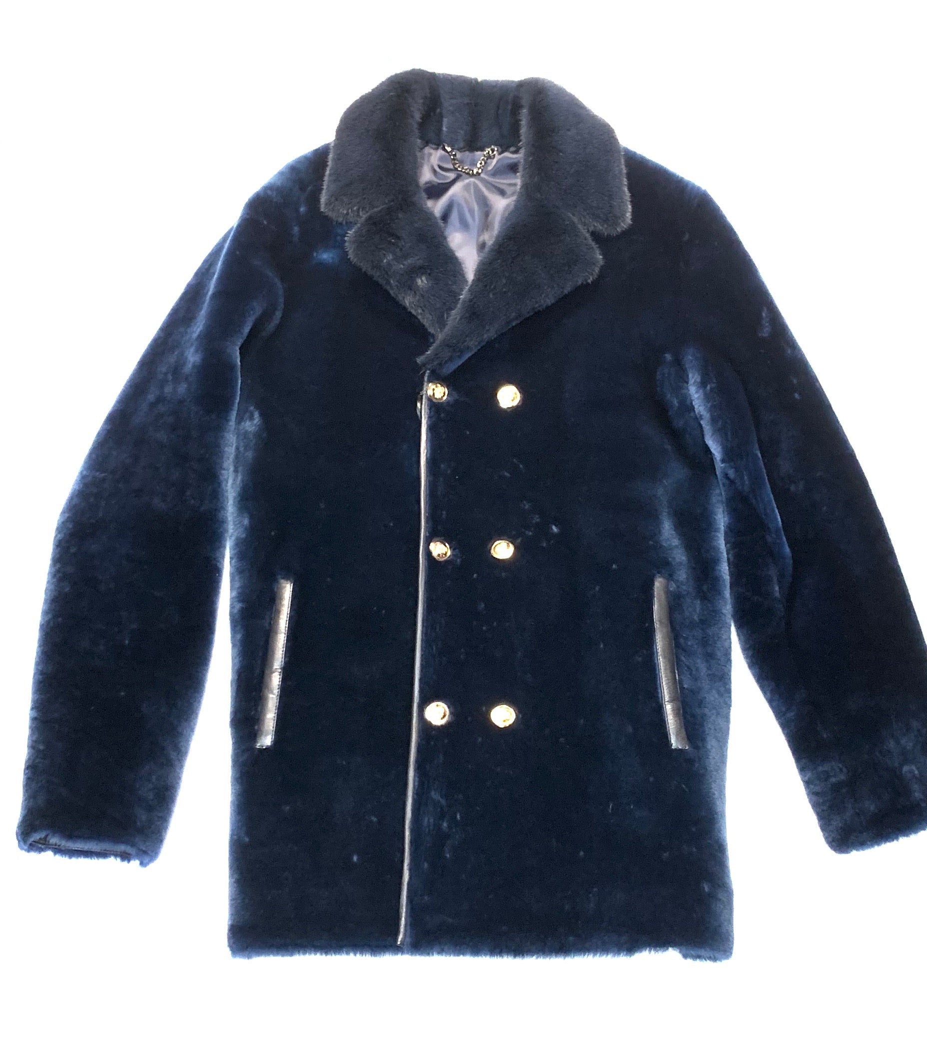 Kashani Navy Blue Mink Mouton Peacoat Shearling - Dudes Boutique