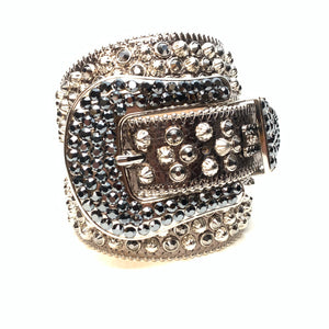 b.b. Simon 'Chrome Silver' Studded Crystal Belt - Dudes Boutique