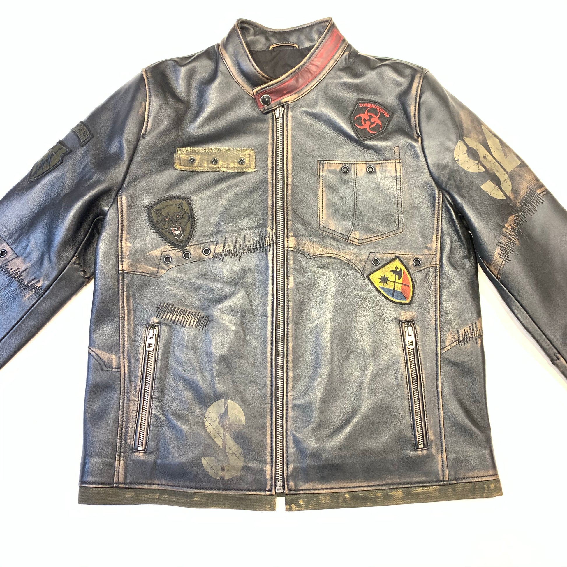 Barya NewYork War Zone Patched Lambskin Bomber Jacket - Dudes Boutique