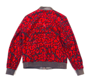 Barya NewYork Red Black Crystal Bomber Jacket - Dudes Boutique