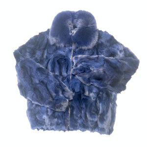 Kashani Men's Navy Full Fox Fur Bomber Coat - Dudes Boutique