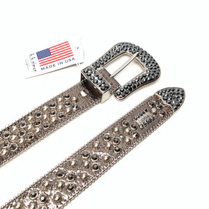 b.b. Simon 'Chrome Silver' Studded Crystal Belt - Dudes Boutique