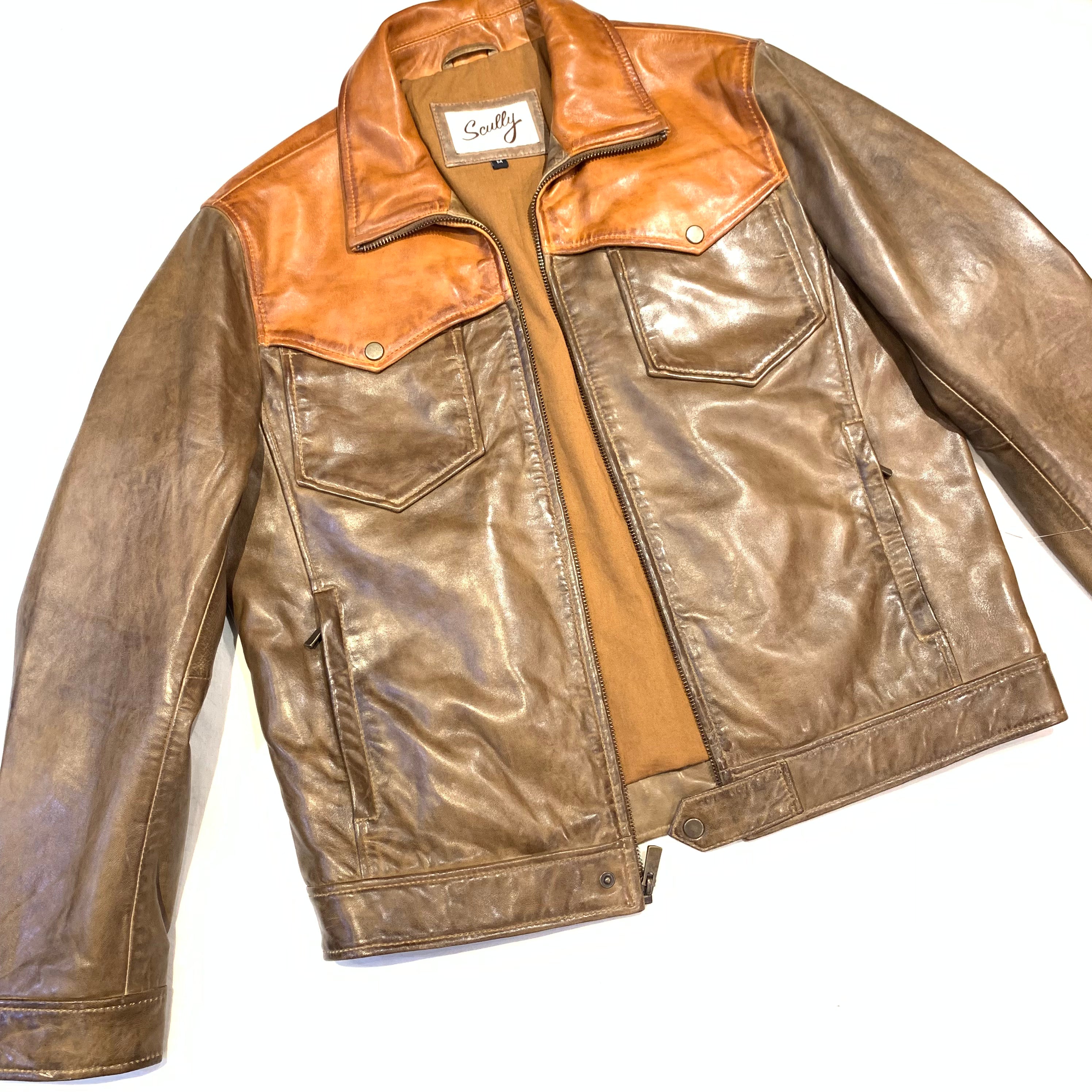 Scully Men's Cognac Brown Leather Western Jacket - Dudes Boutique