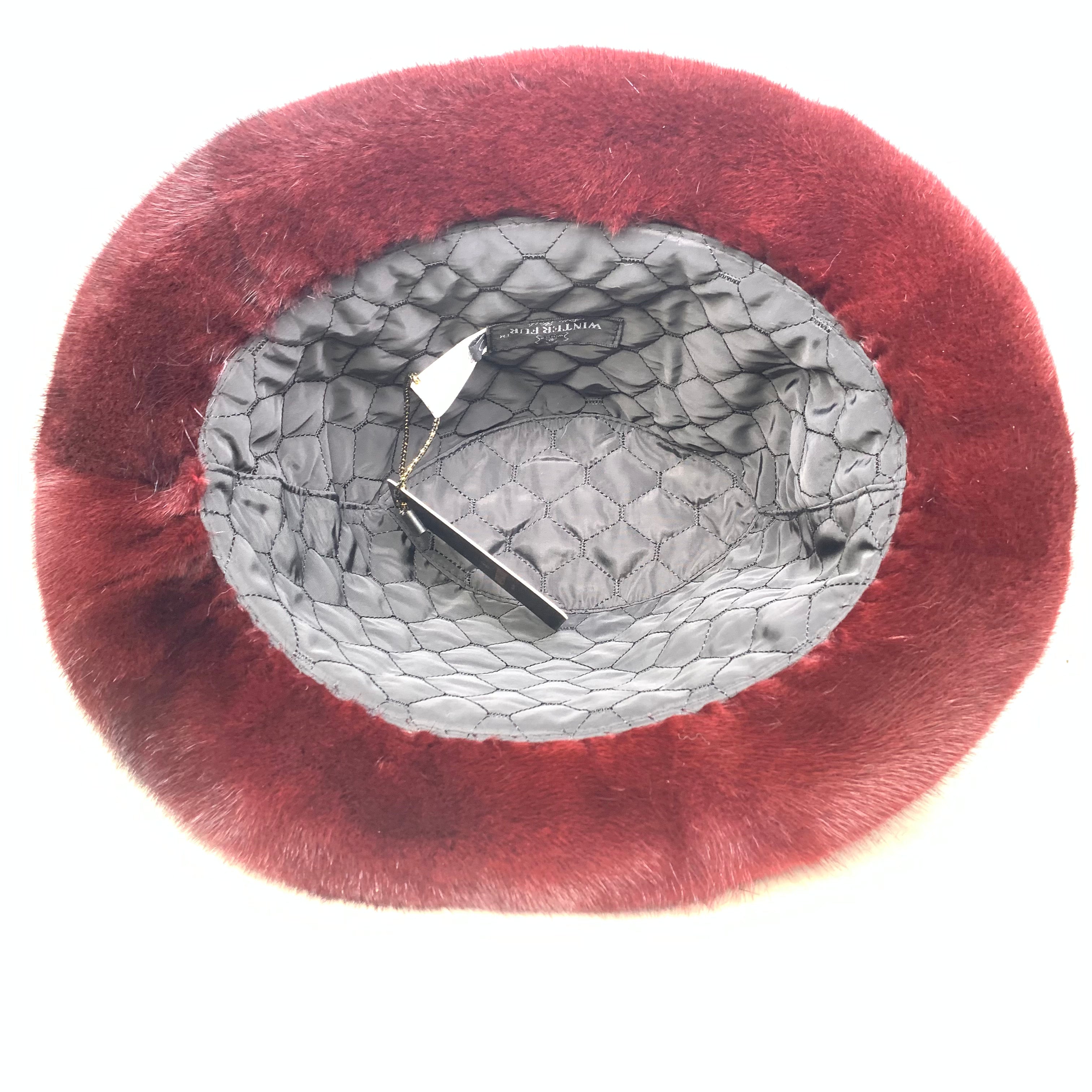 Kashani Wine Full Mink Fur Top Hat - Dudes Boutique