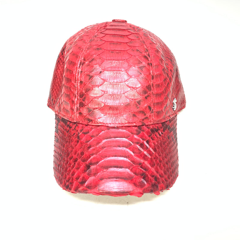 Barya NewYork All-Over Red Python Strap-Back Base Ball Hat - Dudes Boutique