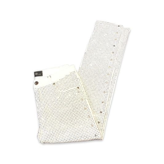 Barocco Men's White Fully Loaded Crystal Spiked Jeans - Dudes Boutique