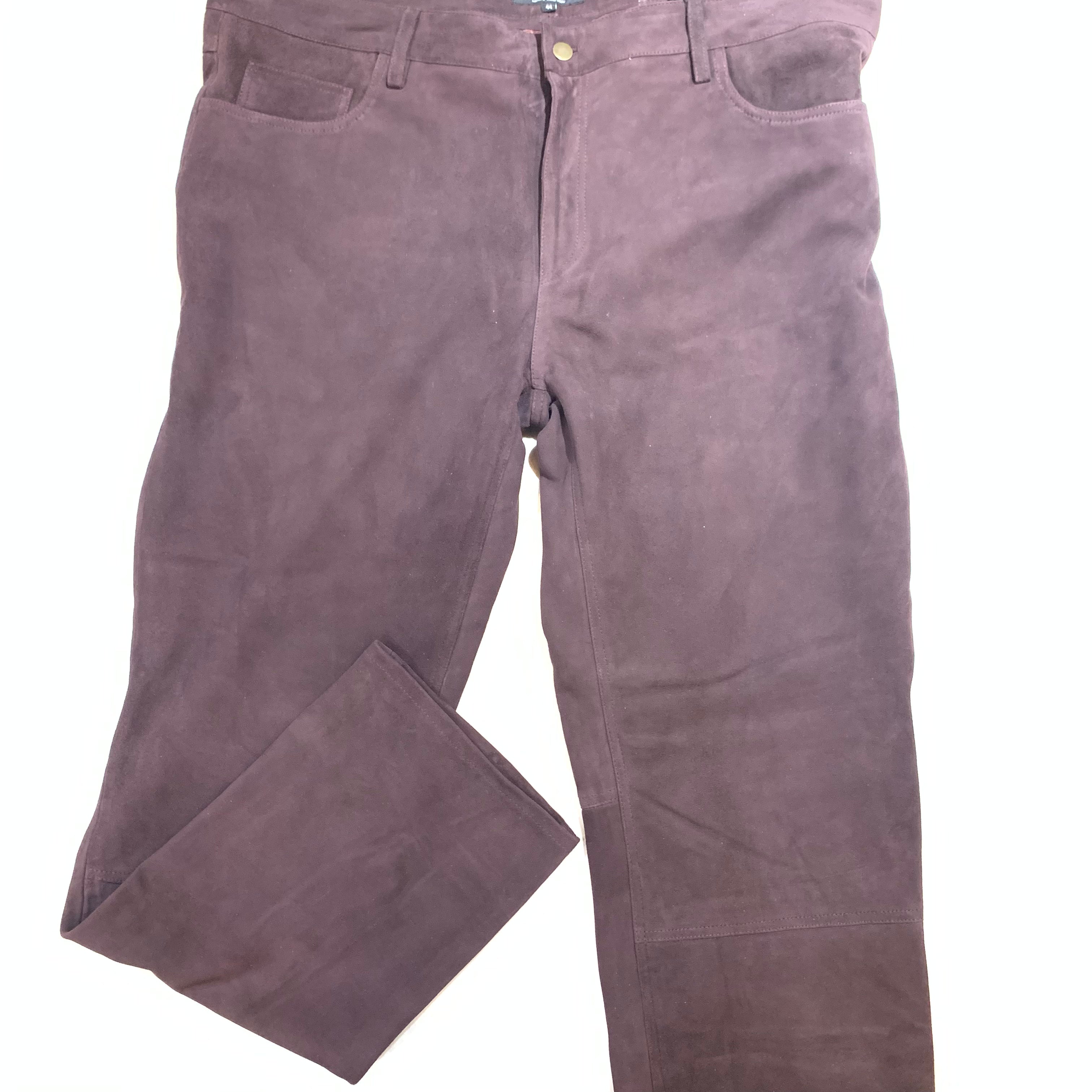 Kashani Men's Wine Suede Straight Cut Pants - Dudes Boutique