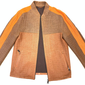 Barya NewYork Brown Orange 3-tone Perforated Lambskin Jacket - Dudes Boutique