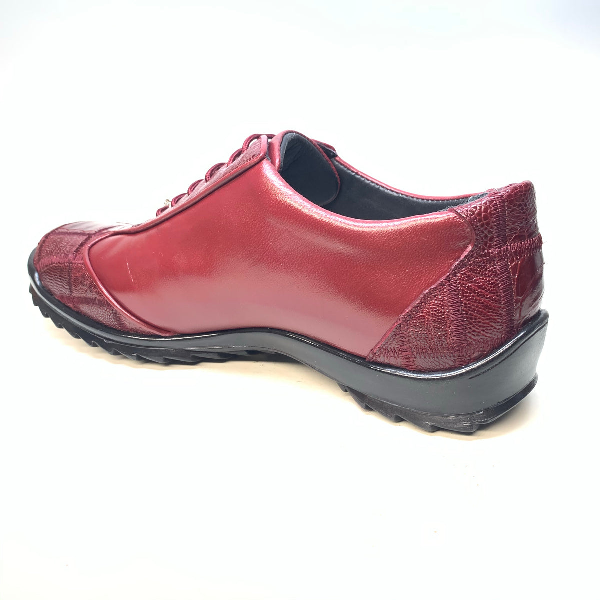 Los Altos Wine Red Ostrich Leg Lace Up Sneakers - Dudes Boutique