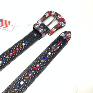 b.b. Simon Multicolored Fully Loaded Crystal Belt - Dudes Boutique