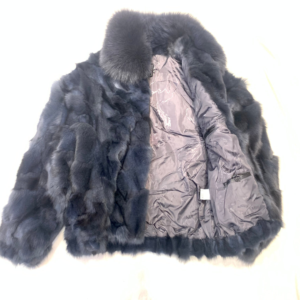 Kashani Men's Charcoal Grey Full Fox Fur Bomber Coat - Dudes Boutique