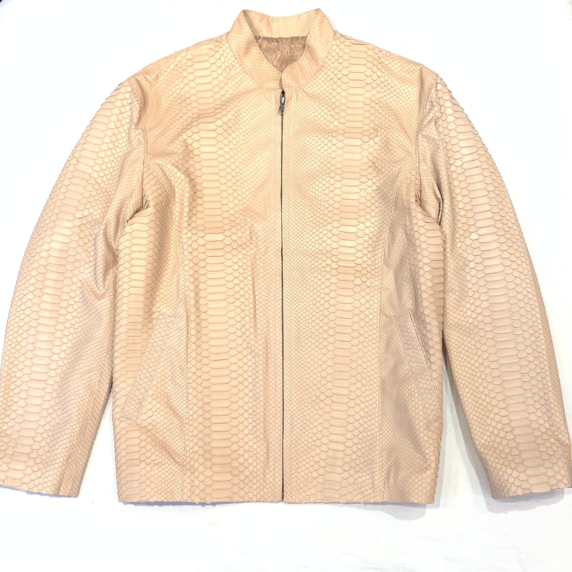 Safari Men's Beige All-Over Python Snakeskin Jacket - Dudes Boutique