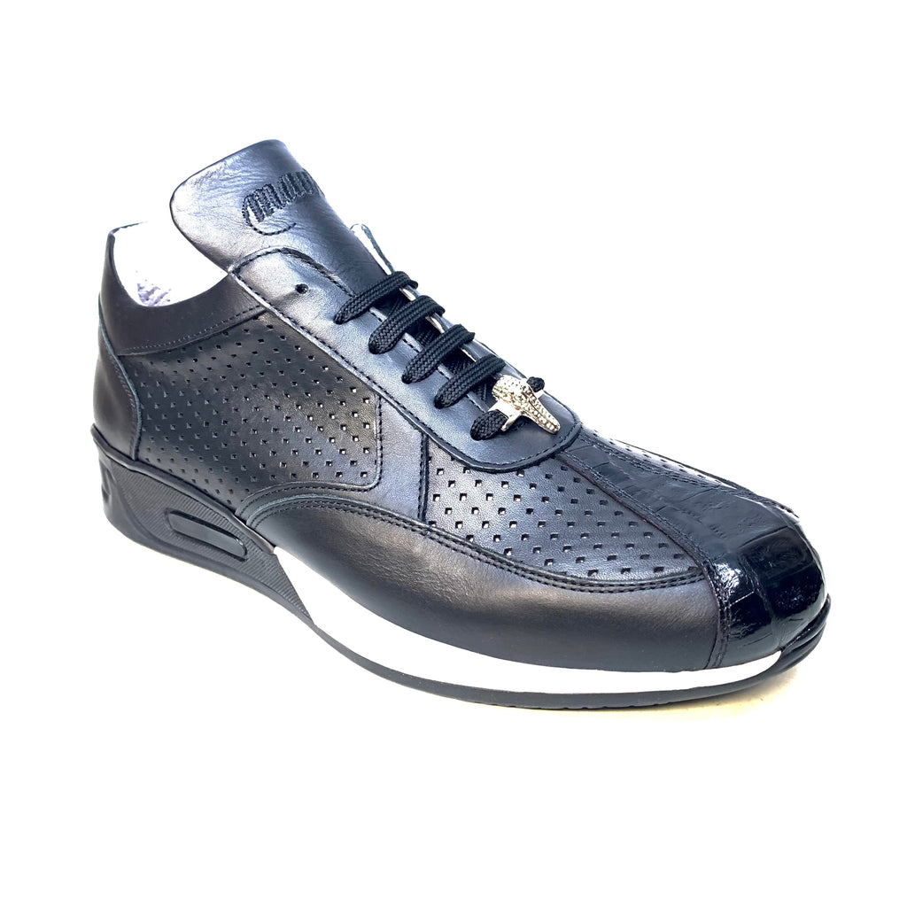 Mauri M770 Black Crocodile Perforated Nappa Leather Sneakers – Dudes ...