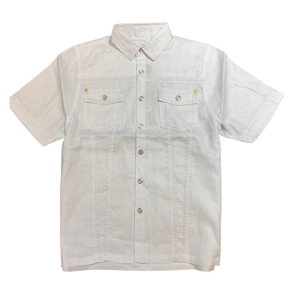 Prestige White Double Stitch Linen Shirt - Dudes Boutique