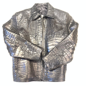 Kashani Men's Black All-Over Alligator Skin Bomber Jacket - Dudes Boutique