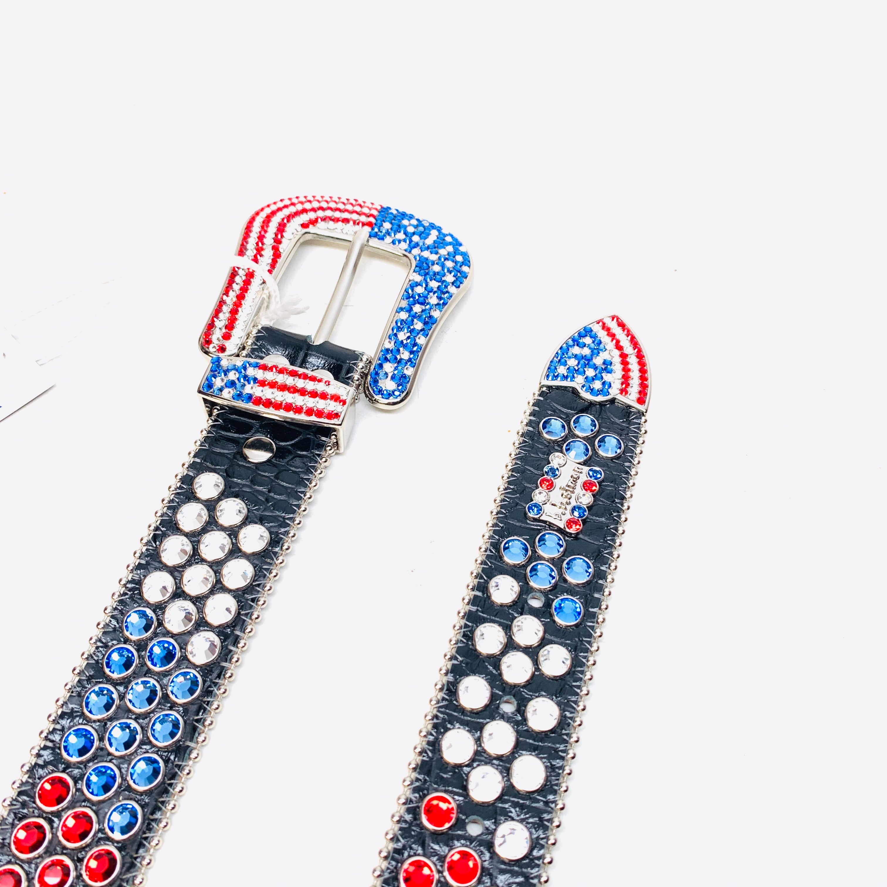 b.b. Simon American Flag Fully Loaded Crystal Belt - Dudes Boutique