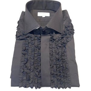 Angelino Black Tuxedo Ruffled Button Up Shirt - Dudes Boutique