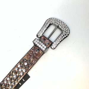 b.b. Simon Platinum Bronze Studded Crystal Belt - Dudes Boutique