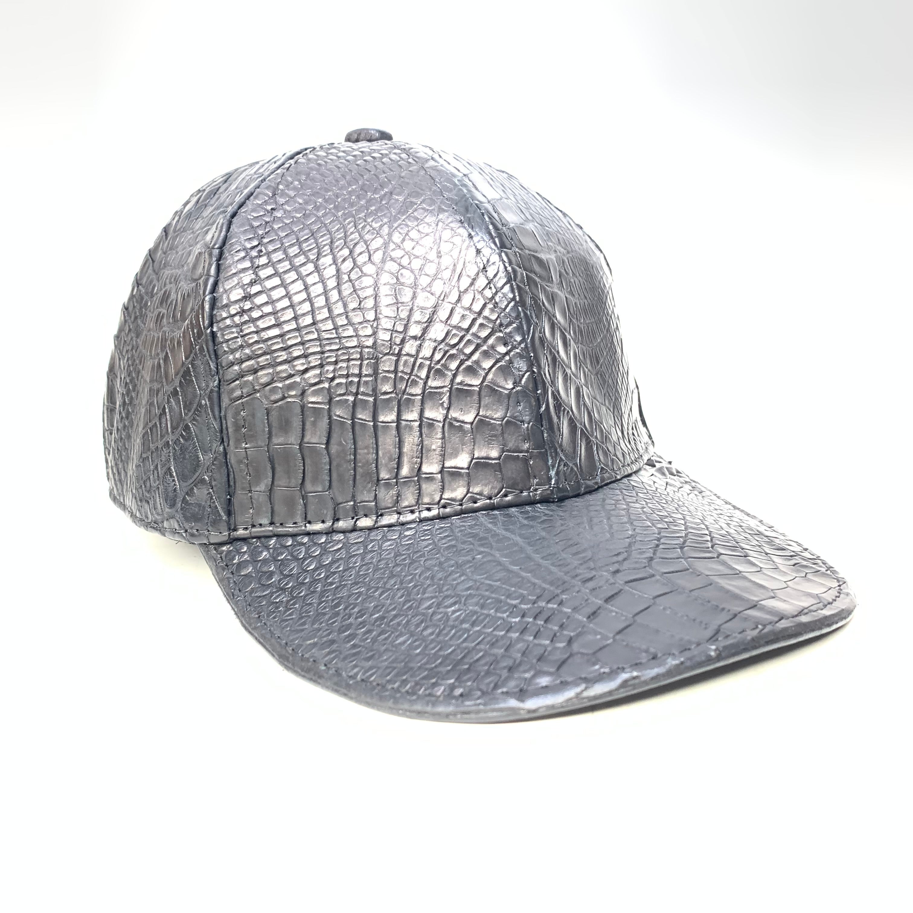 Kashani Men's Black All-Over Alligator Strap-Back Base Ball Hat - Dudes Boutique