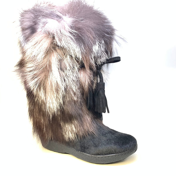 Pajar Black Silver Fox Trot Fur Boots - Dudes Boutique