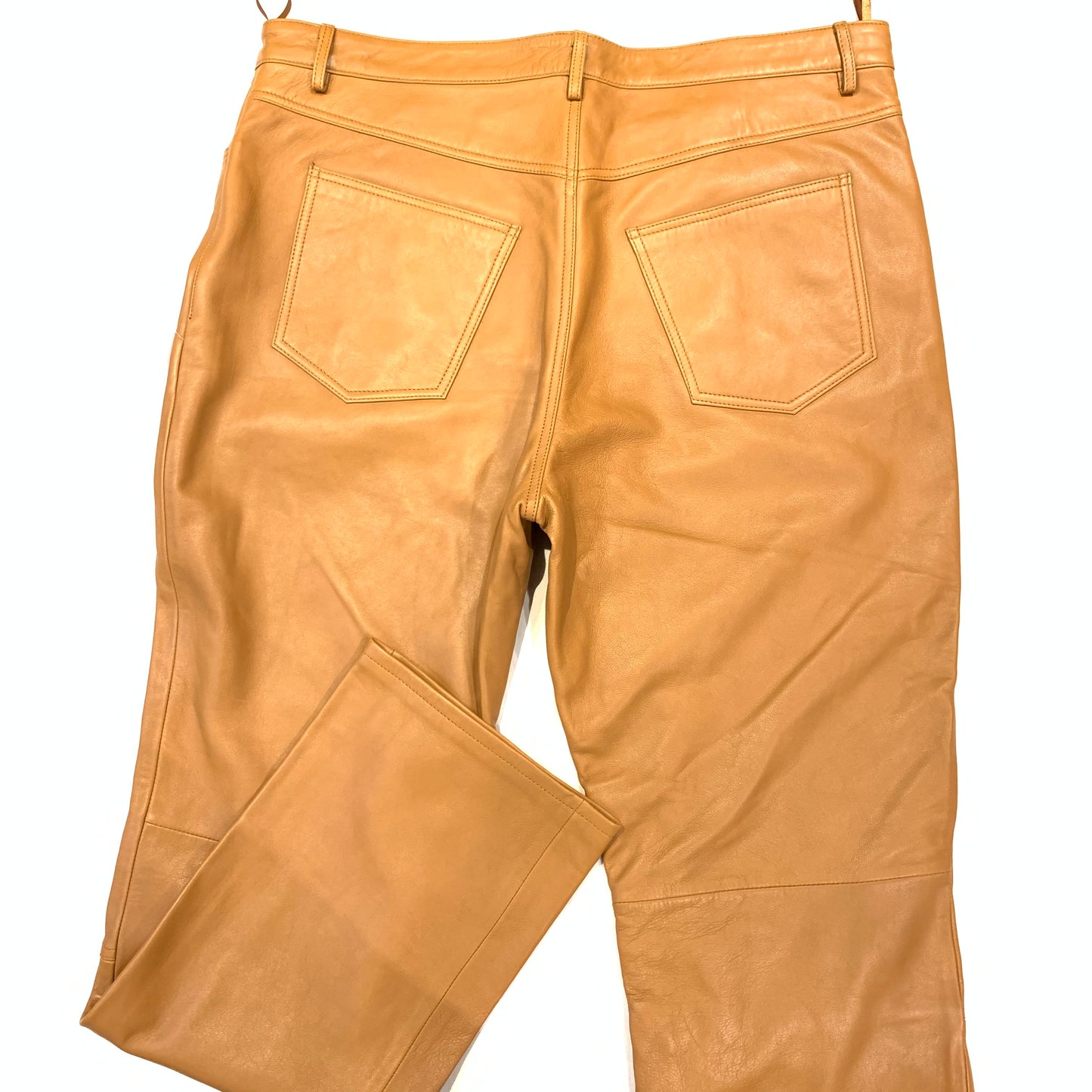 Kashani Men's Caramel Lambskin Straight Cut Leather Pants - Dudes Boutique