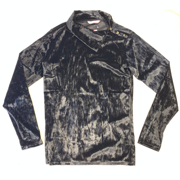 Lorenzzo Franco Black Velour Button Collar Shirt - Dudes Boutique