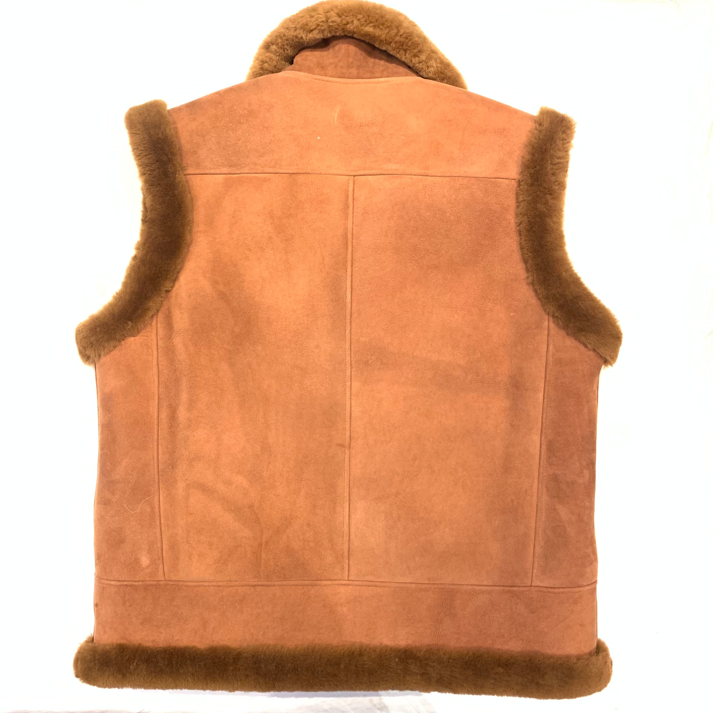 Kashani Men's Cinnamon Brown Suede Shearling Vest - Dudes Boutique