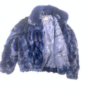 Kashani Men's Navy Full Fox Fur Bomber Coat - Dudes Boutique