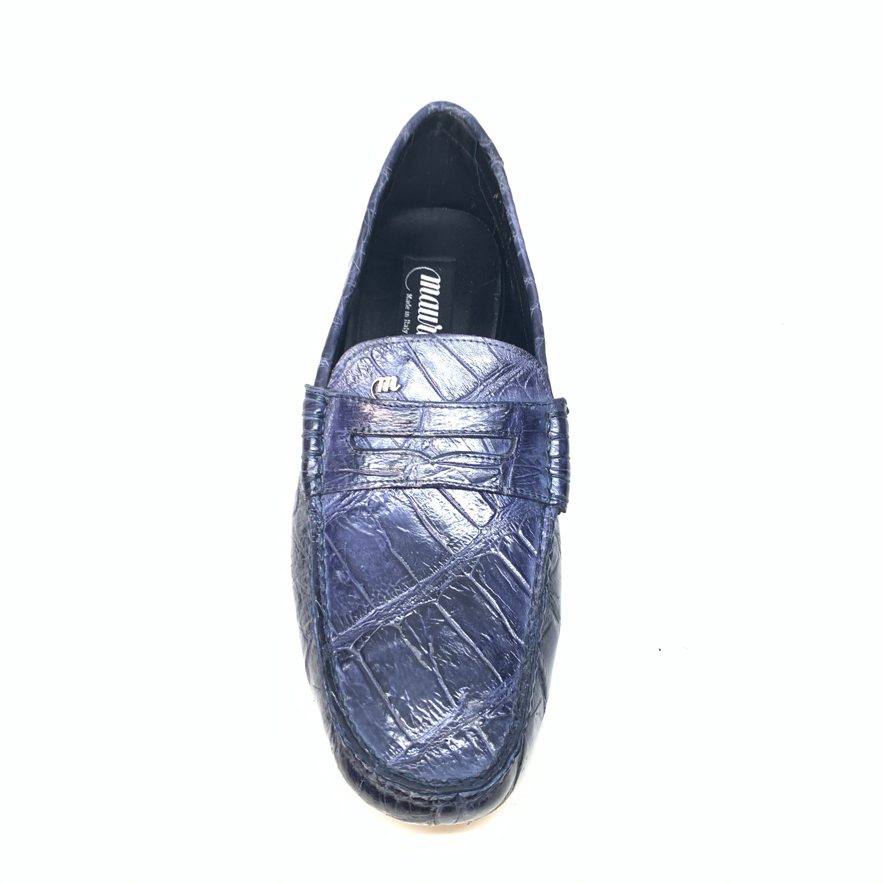 Mauri 3128 Wonder Blue Ercole Alligator Driving Loafers - Dudes Boutique