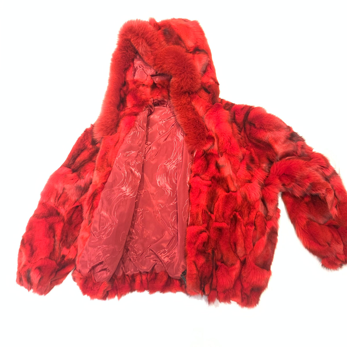 Kashani Women's Red Fox Fur Hooded Coat - Dudes Boutique