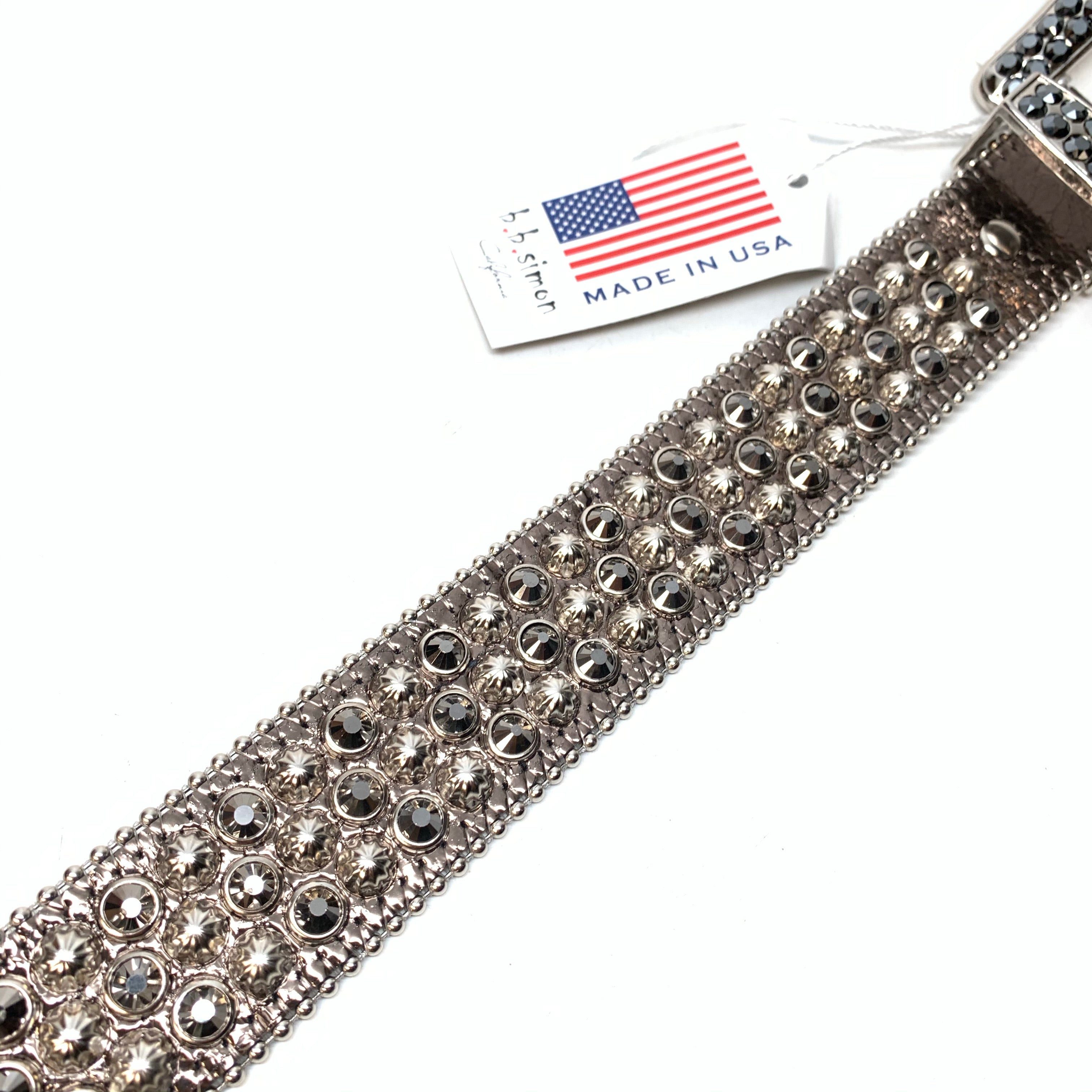 b.b. Simon 'Chrome Silver' Studded Crystal Belt - Dudes Boutique