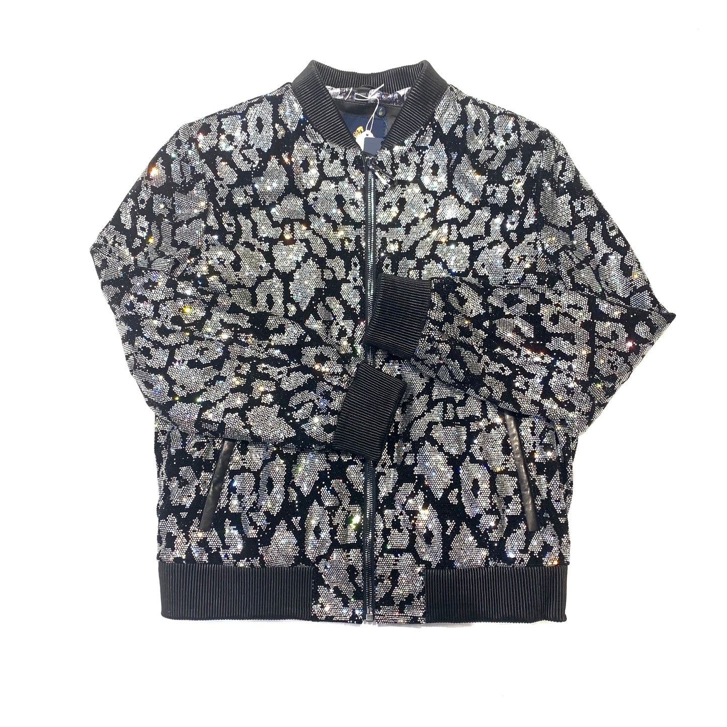 Barya NewYork Silver Black Crystal Bomber Jacket - Dudes Boutique