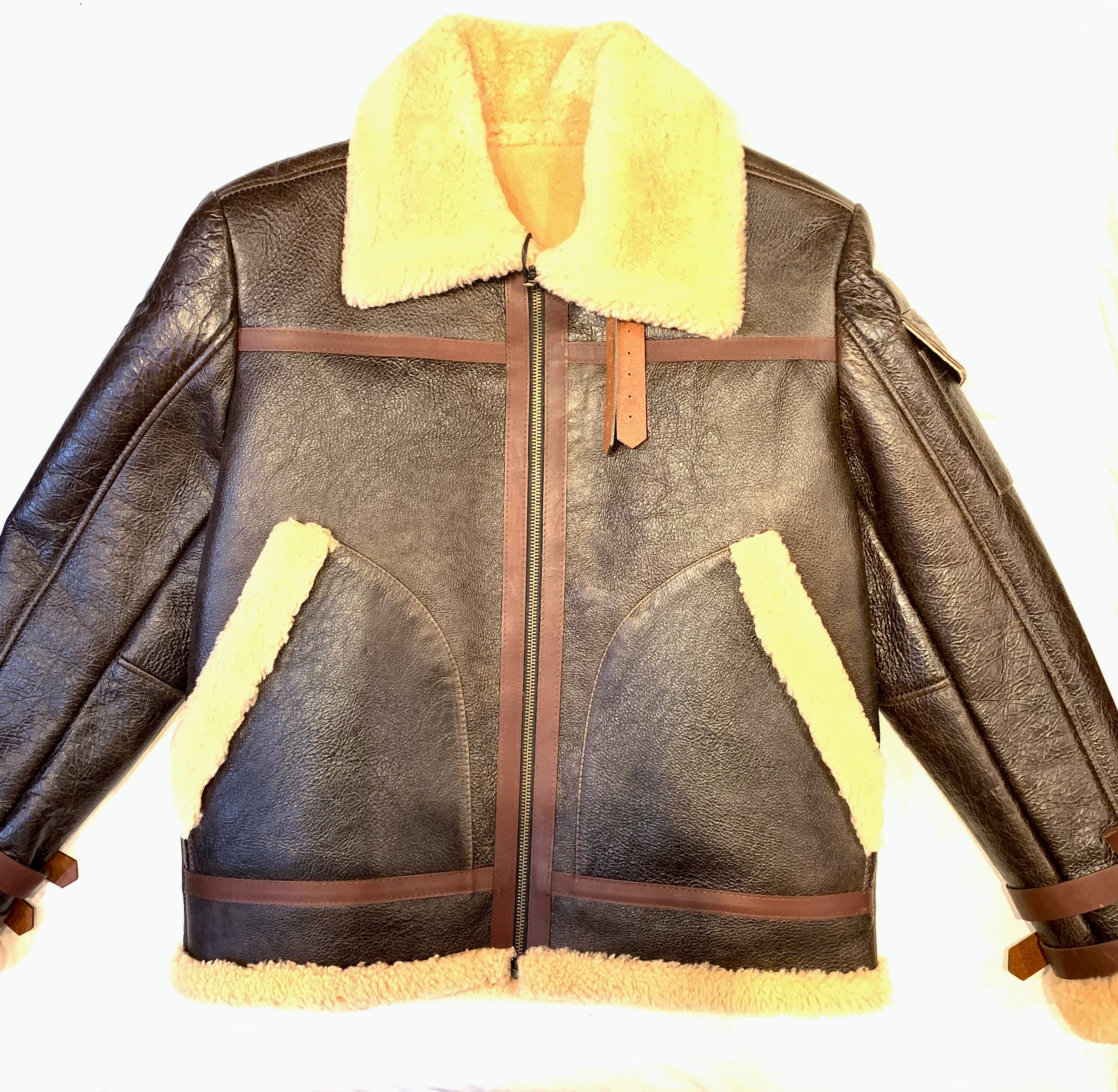 Kashani Chocolate Aviator Flight Shearling Jacket - Dudes Boutique