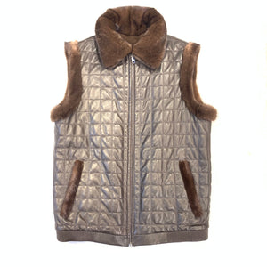 Barya NewYork Brown Mink/ Quilted Lambskin Vest - Dudes Boutique