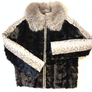 Kashani Natural Python Silver Fox Mink Fur Coat - Dudes Boutique