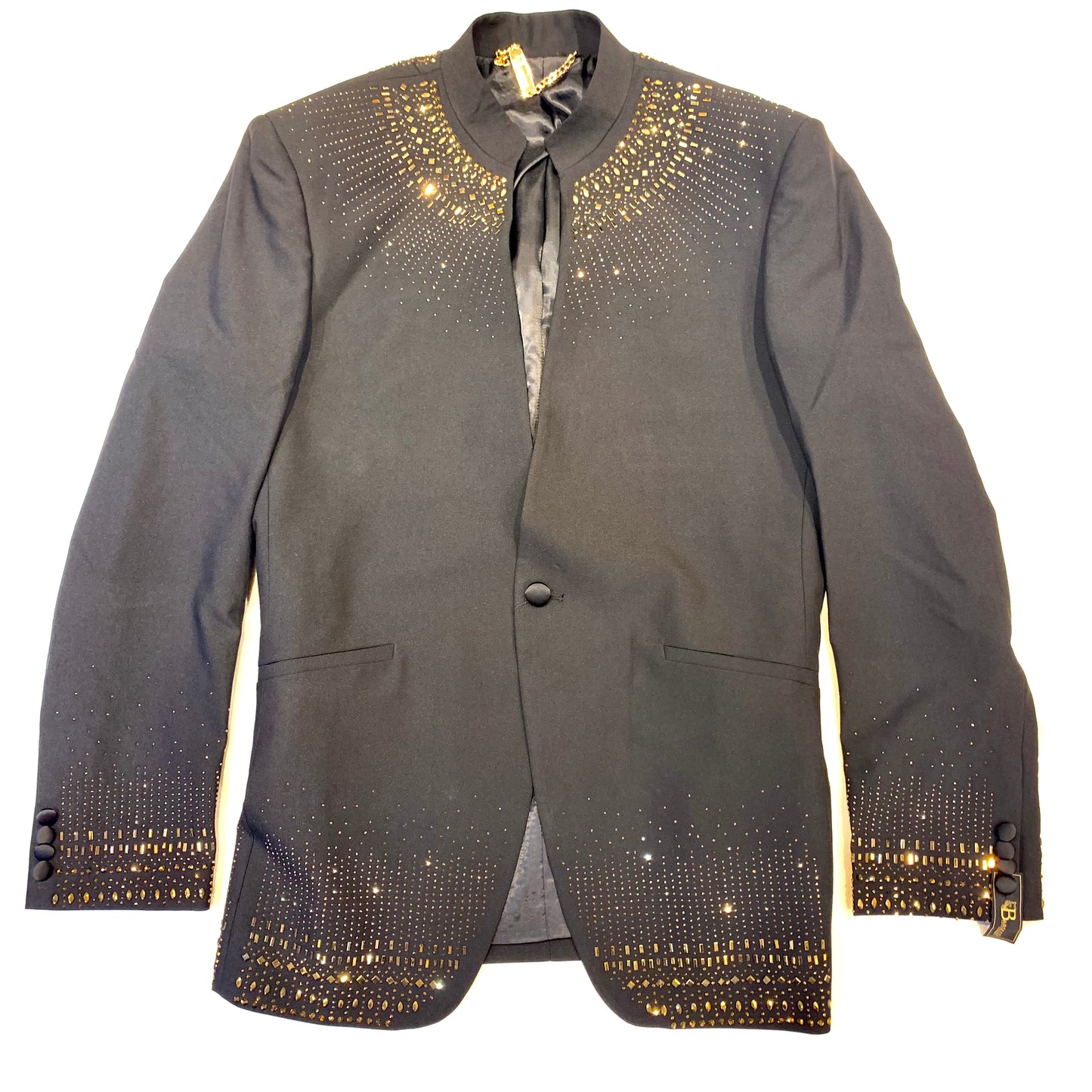 Barocco Men's Black Gold Crystal Blazer - Dudes Boutique