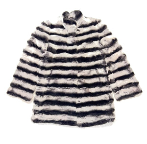 Barya NewYork Ladies 3/4 Grey Rex Chinchilla Coat - Dudes Boutique